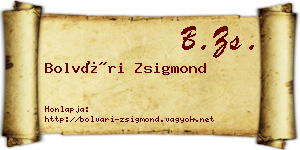 Bolvári Zsigmond névjegykártya
